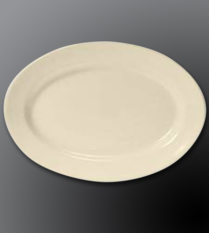 Rolled Edge Ceramic Dinnerware Dover White Oval Platter 12.5"L x 8.75"